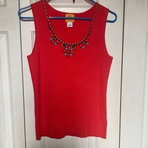 Bright Orange/Red Dressy Tank top..  size L. Made by Ruby Rd.